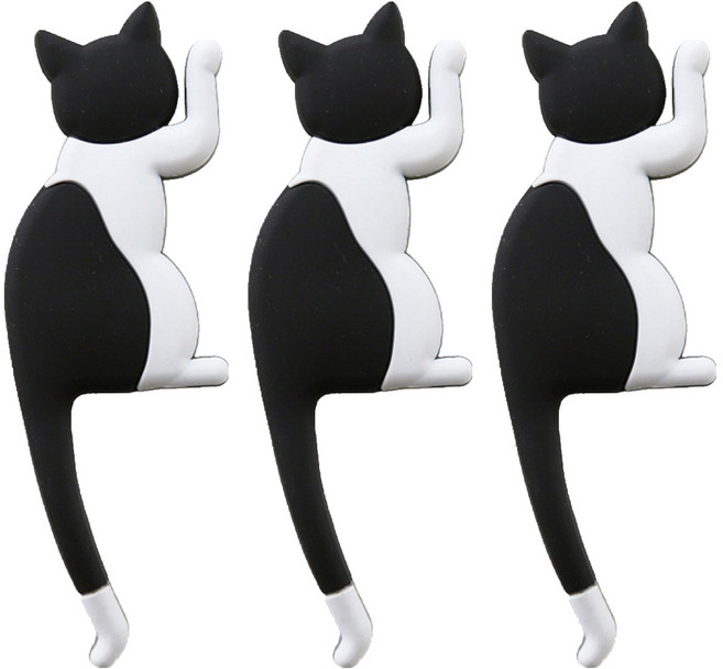 모나코올리브 꼬리감는 걸이냥 자석후크, 턱시도, 3개