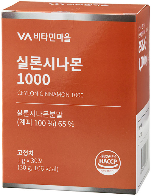 Vitamin Village 錫蘭肉桂1000沖泡粉 無賦形劑, 1g, 30條, 1盒