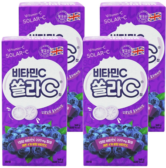 고려은단 쏠라C 정 블루베리맛, 80정, 4개