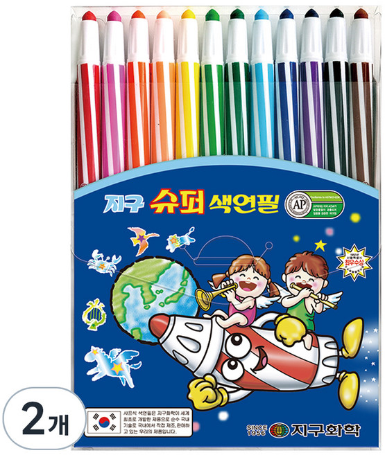 지구화학 슈퍼 색연필, 12색, 2개