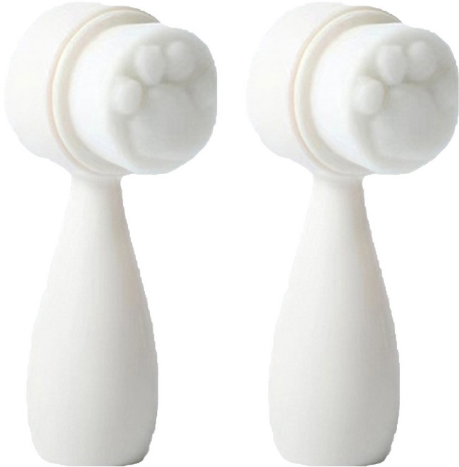 딥톡 실리콘 미세모 세안 클렌징 브러쉬 DT0338, 2개, 화이트