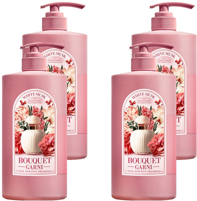 부케가르니 실크 케라틴 샴푸 화이트머스크, 1L, 4개