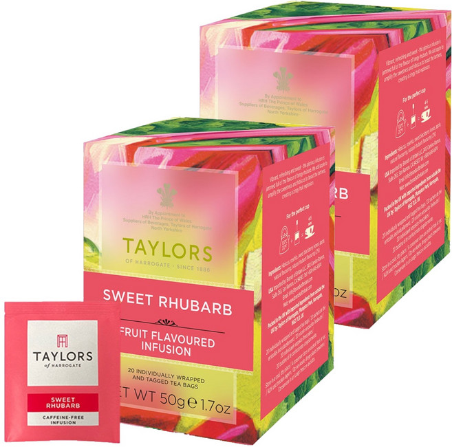 테일러스오브헤로게이트 스위트 루바브 허브차 티백, 2.5g, 20개입, 2개