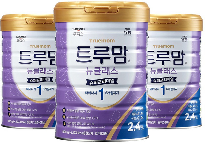 트루맘 뉴클래스 슈퍼프리미엄 분유 1단계, 800g, 3개