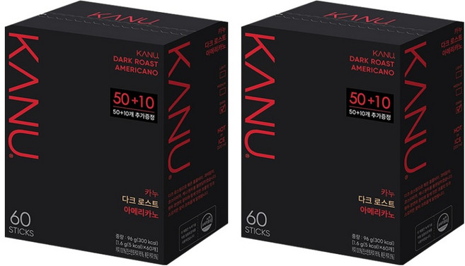 카누 다크 로스트 아메리카노 원두커피믹스, 1.6g, 60개입, 2개