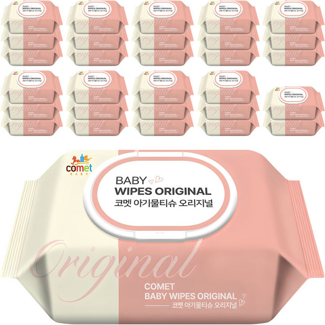 코멧 오리지널 유아용 아기물티슈 캡형, 50g, 100매, 80개