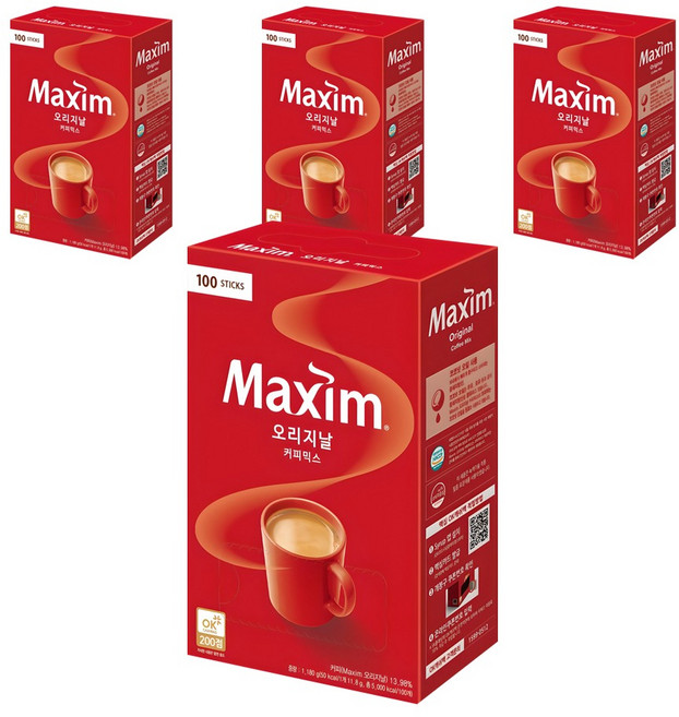 맥심 오리지날 커피믹스, 11.8g, 100개입, 4개