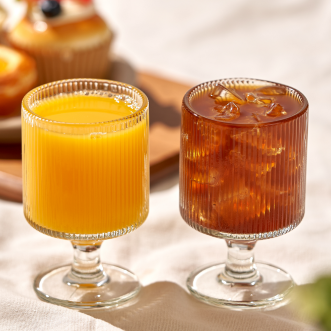 미니모 플리츠 고블렛잔 와인잔 250ml, 투명, 2개