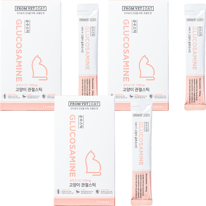 프롬벳 고양이 순수스틱 영양제, 12회분, 뼈/관절강화, 3개