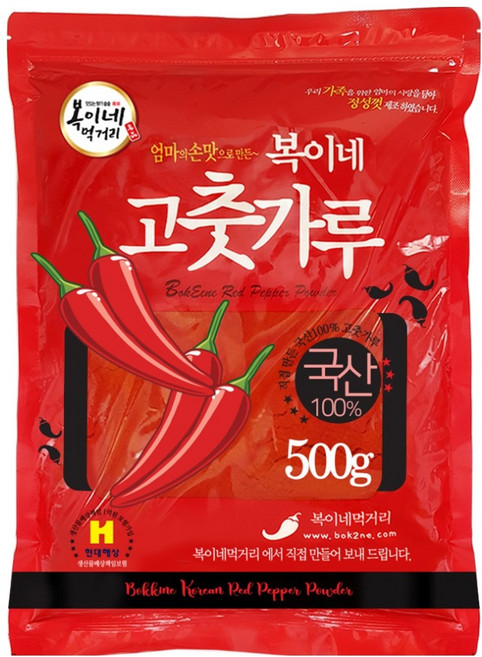 복이네먹거리 국산 고추가루 보통맛 떡볶이 소스용, 500g, 1개