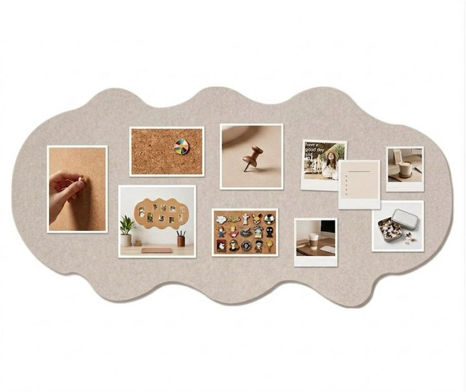 봄미르 구름모양 무타공 펠트보드 포토월 벽장식 인테리어소품, 연베이지