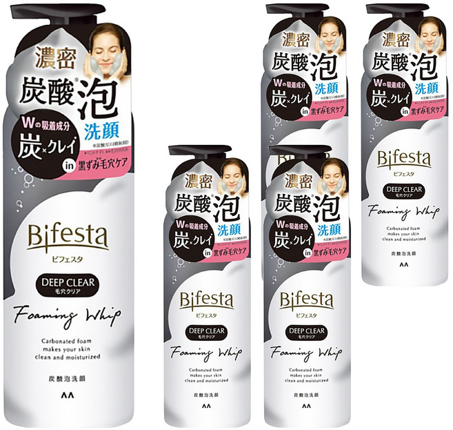 Bifesta 碧菲絲特 碳酸泡洗顏 炭泥極淨 黑色, 200g, 5個