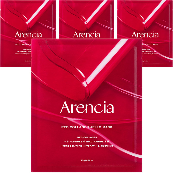 Arencia 紅色膠原蛋白凝膠面膜, 4個, 1入