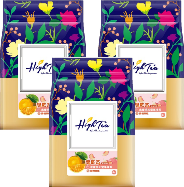 High Tea 伂橙 果乾茶 水蜜桃天堂果味茶 + 柳橙乾, 8包, 6g, 3袋