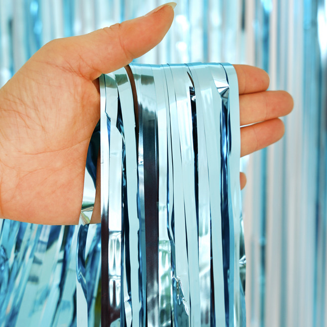 메탈릭 파티 장식 수술 커튼, 스카이블루, 5개