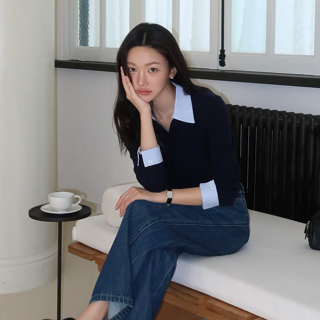 마인드브릿지 여성용 셔츠믹스 풀오픈니트 MZKT6207