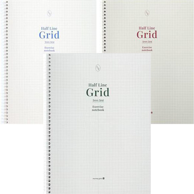 모닝글로리 3500 반반 그리드 연습장 좌철, 랜덤발송, 3개