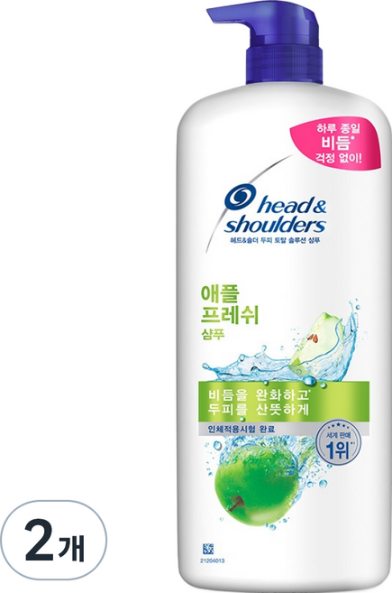 헤드앤숄더 두피 토탈 솔루션 애플 프레쉬 샴푸, 1.2L, 2개