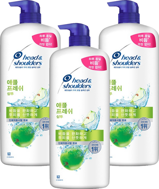 head&shoulders 海倫仙度絲 蘋果清新頭皮護理洗髮乳, 1.2L, 3瓶