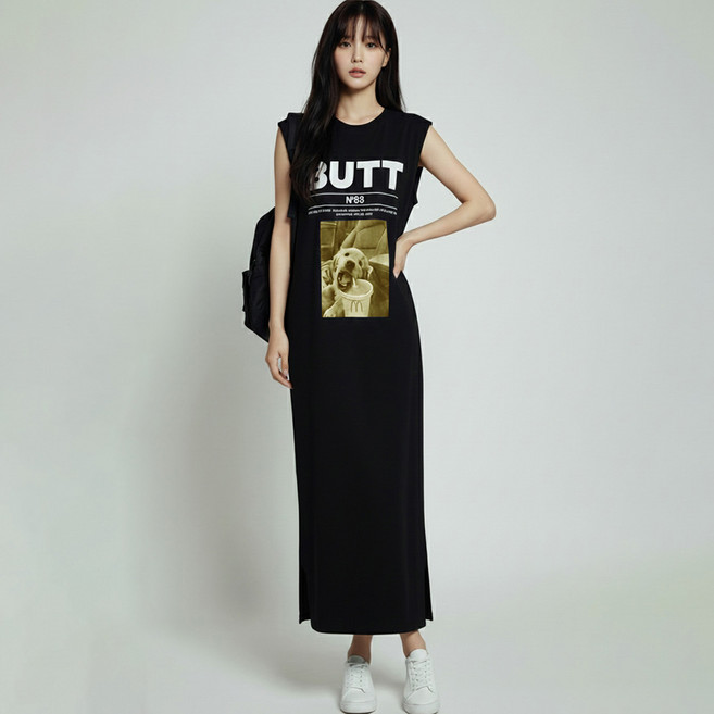 Paperments Duff Puppy 印花無袖連身裙 13860, 黑色