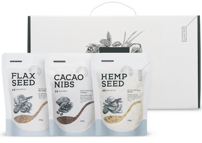 착한습관 슈퍼푸드 3종 카카오닙스 + 햄프씨드 + 볶음아마씨, 1세트