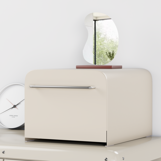 하비티 다용도 철제 슬라이딩 수납함, 라이트 베이지, 1개