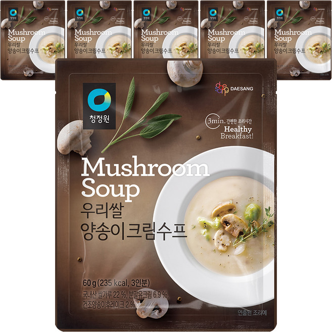 청정원 우리쌀 양송이 크림수프, 60g, 6개