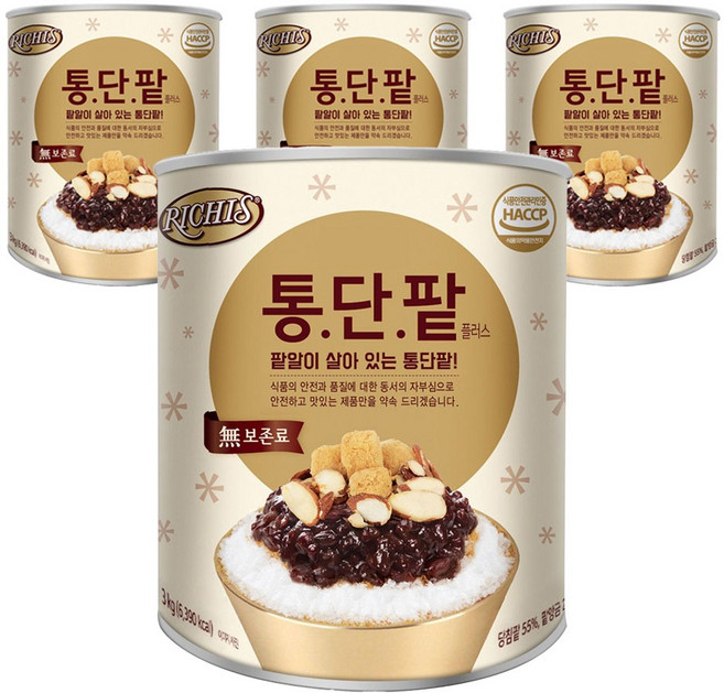 리치스 통단팥 플러스, 3kg, 4개