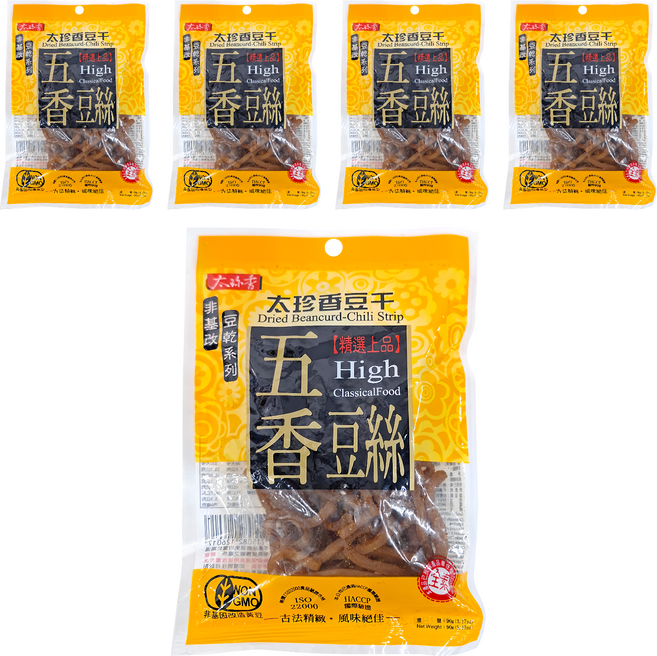 太珍香 五香豆絲 黃, 5包, 90g