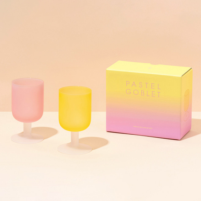 소소한잡화점 파스텔 고블렛 2종 세트 280ml, Pink + Yellow, 1세트