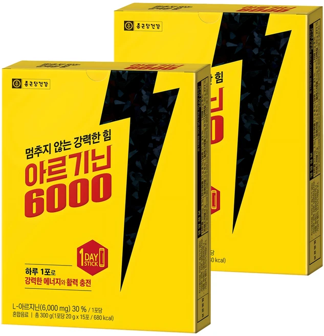 종근당건강 아르기닌 6000 15p, 300g, 2개 - 쿠팡