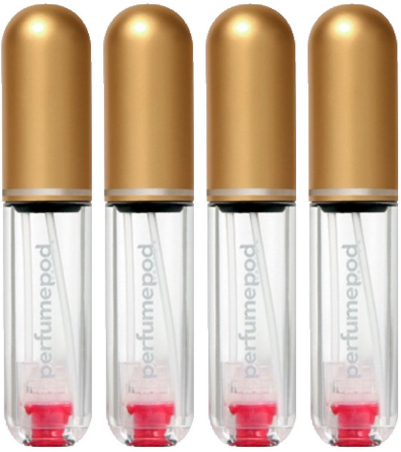 트라발로 퍼퓸팟 퓨어 펌핑식 충전 휴대용 향수공병 5ml, 골드, 4개