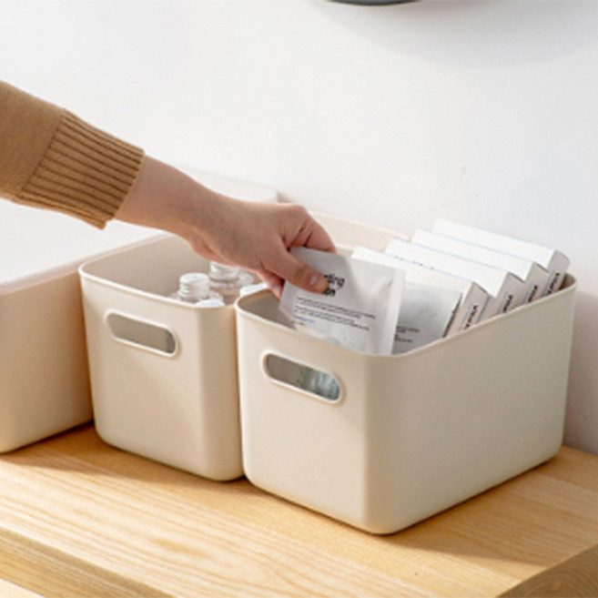 가규 국내제조 모던 라운드 팬트리 리빙박스, 화이트, S, 4개