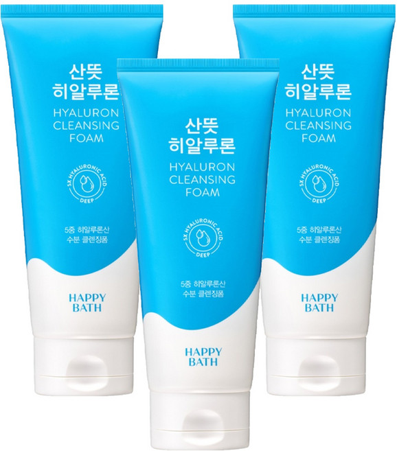해피바스 산뜻 히알루론 클렌징 폼, 200g, 3개