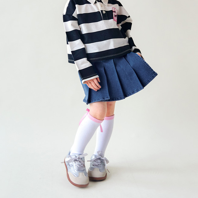 월튼키즈 아동용 하트 벨트 데님 치마바지