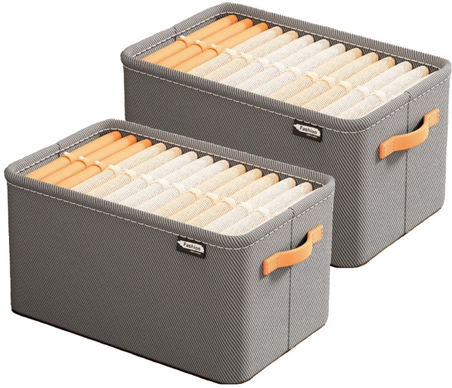 withWIN 부직포 접이식 리빙박스, 그레이, 특대형(48 x 28 x 25 cm), 2개