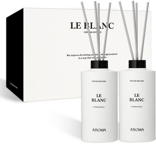에이로마 르블랑 디퓨저 세트, 테라스우드, 500ml, 2개