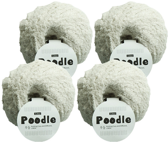 리네아 푸들 뜨개실 수면사 털실 극세사실 70g, 1024 페일아이보리, 4개