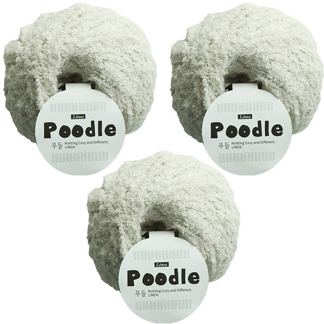 리네아 푸들 뜨개실 수면사 털실 극세사실 70g, 1024 페일아이보리, 3개
