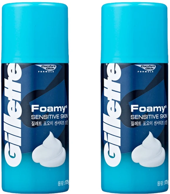 질레트 포오미 센서티브 스킨 쉐이빙 폼, 175g, 2개 - 쿠팡