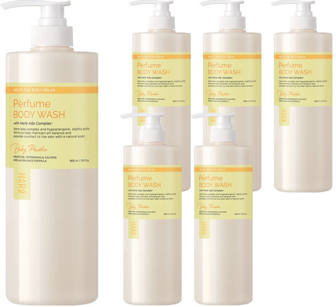 하라즈 퍼퓸 바디워시 베이비파우더향, 1L, 6개