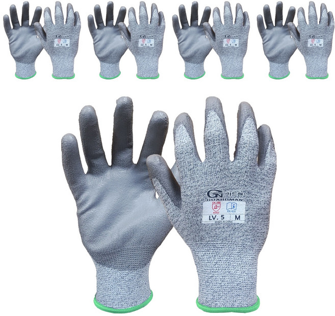 가드맨 컷레벨5 절단방지 코팅장갑 양손착용 세트, 5세트