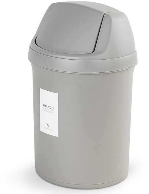 프랑코홈 스윙 휴지통 7L 반타원, 그레이