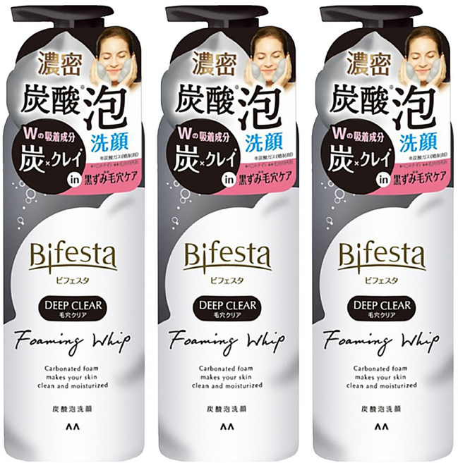 Bifesta 碧菲絲特 碳酸泡洗顏 炭泥極淨 黑色, 200g, 3個