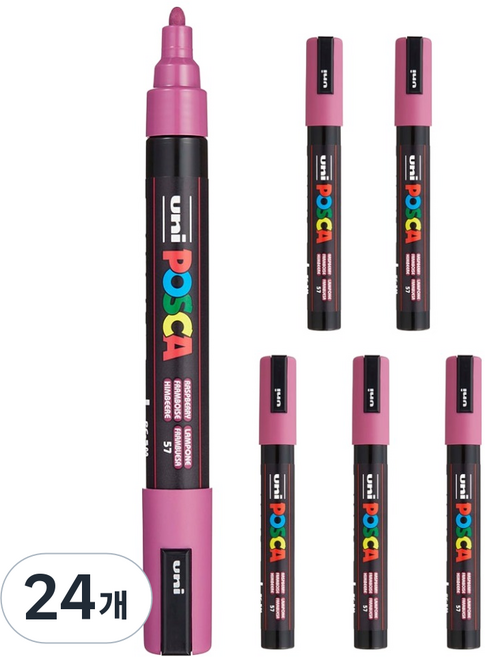 유니 포스카 굵은 글씨용 PC-5M 라즈베리, 24개, 1색
