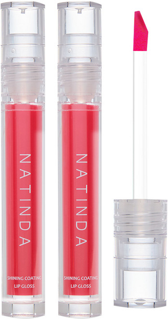 나틴다 샤이닝 코팅 립그로스, 06 쇼킹 팝, 4.5ml, 2개