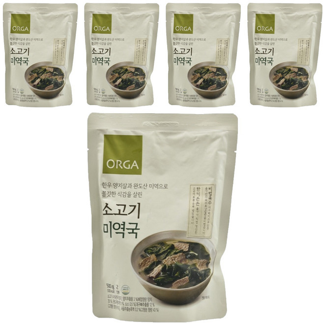 올가홀푸드 소고기 미역국, 5개, 500g