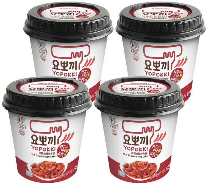 YOPOKKI 辛辣味辣炒年糕即食杯 韓國原裝進口 微波加熱, 120g, 4個