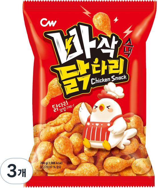 청우식품 바삭닭다리스낵, 200g, 3개