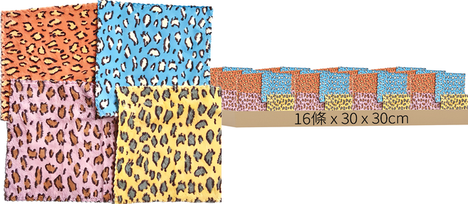 超柔軟吸水珊瑚絨豹紋抹布 豹紋, 16條